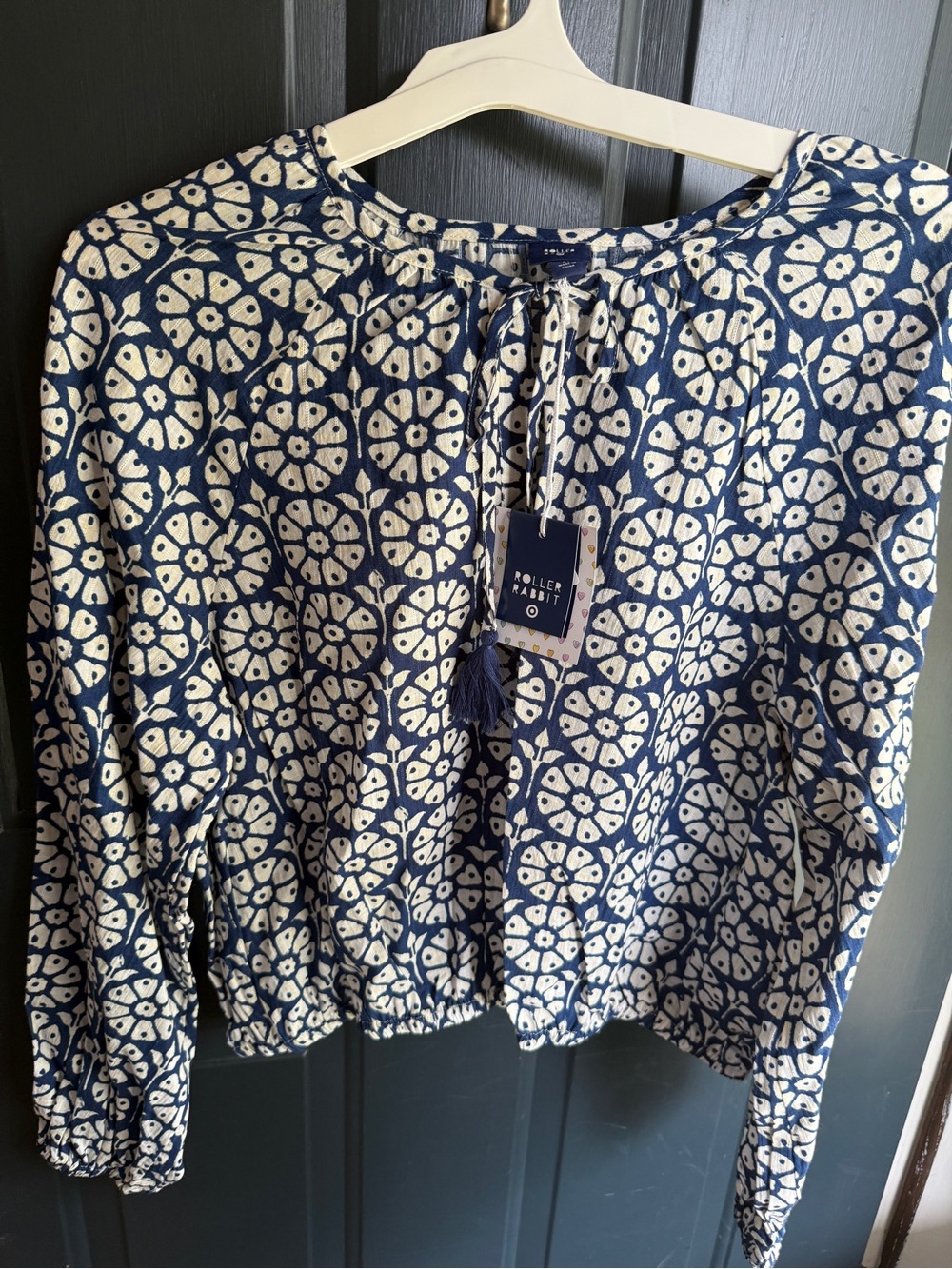Roller Rabbit Navy and White Floral Women's Shirt